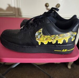 Af1 Nike Black Custom Paint Swoosh